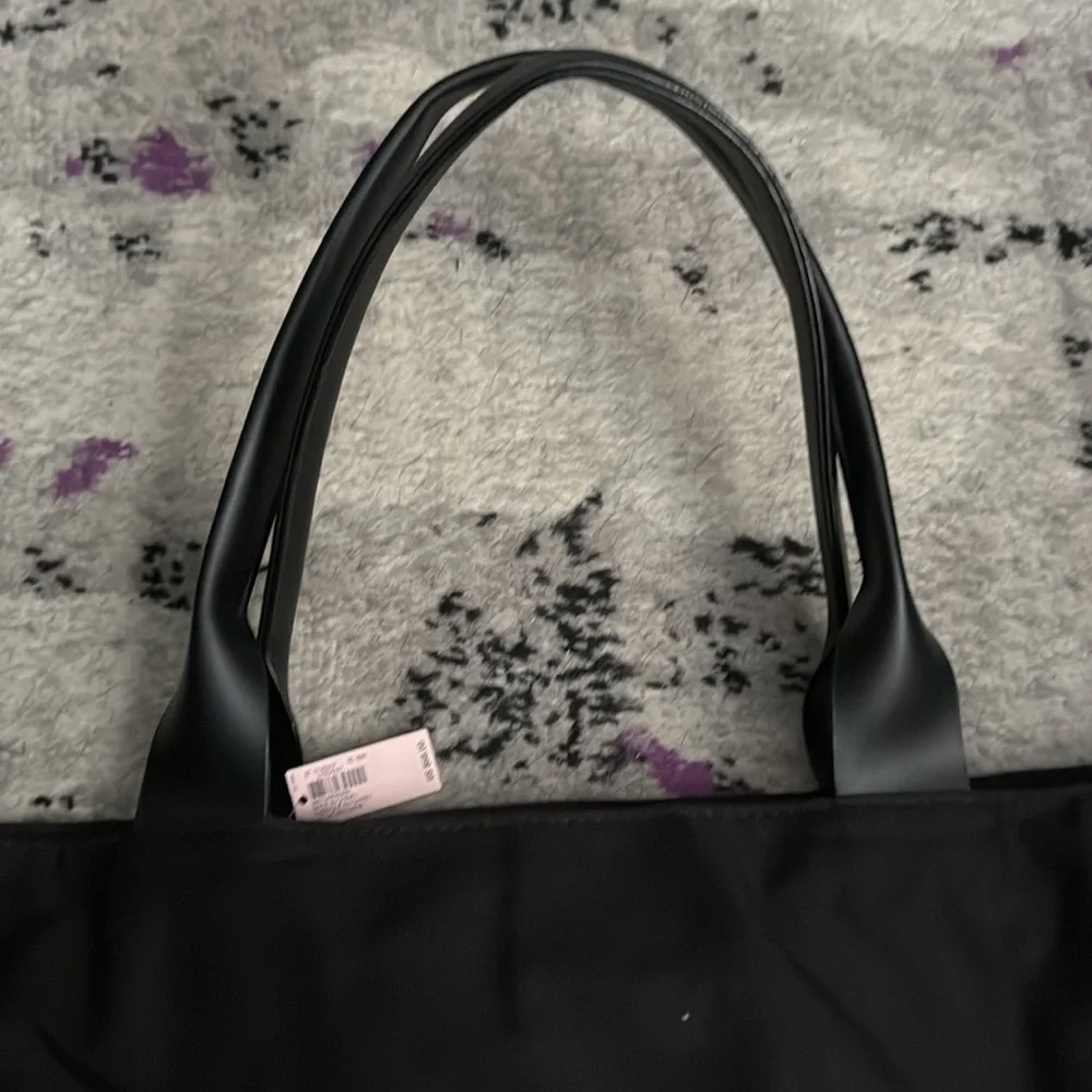Victoria's Secret Tote Bag 2 Piece Set Black With Silver Sequins Rare